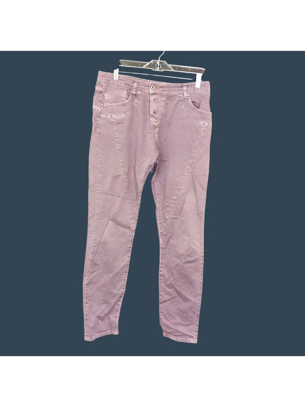 Please Women's Size Medium Lavender Cotton-Blend Button-Fly Pants Made In Italy